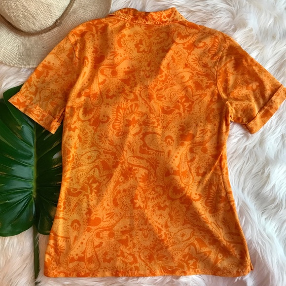1970s Vintage Floral Groovy Collared Short Sleeve - Picture 2 of 10